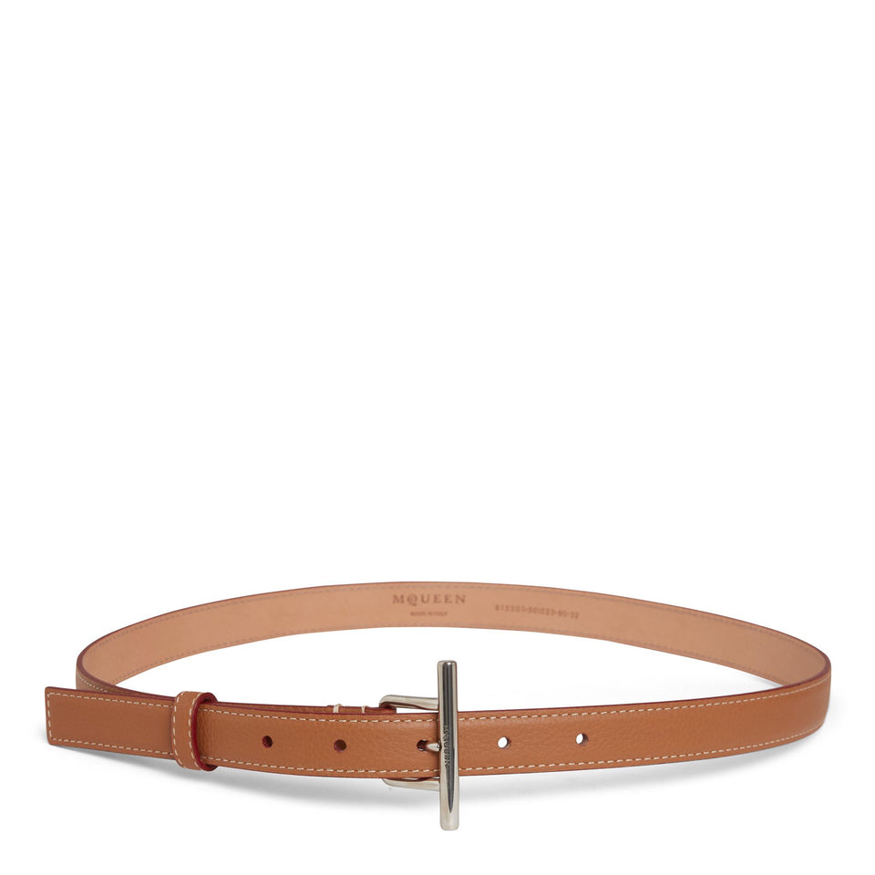 Cintura in pelle marrone