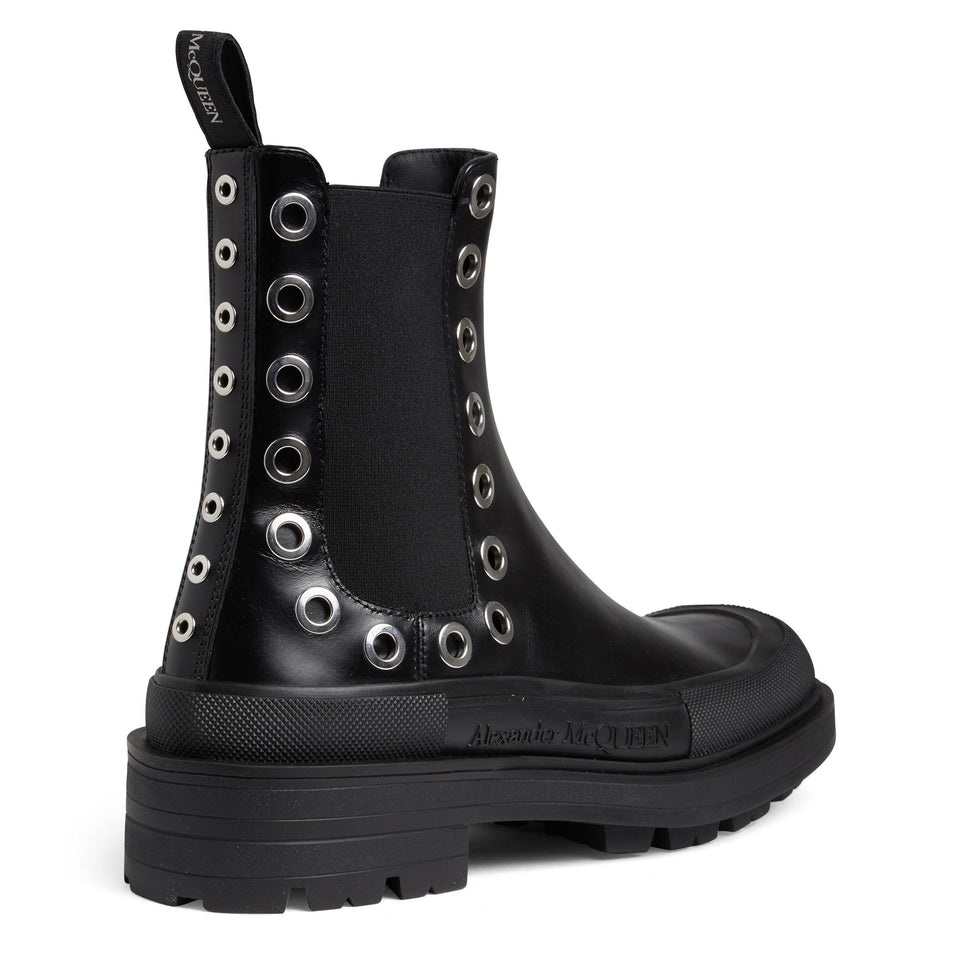 Stivaletto Stack chelsea in pelle nero 730094 WHSWV1081 ALEXANDER MCQUEEN