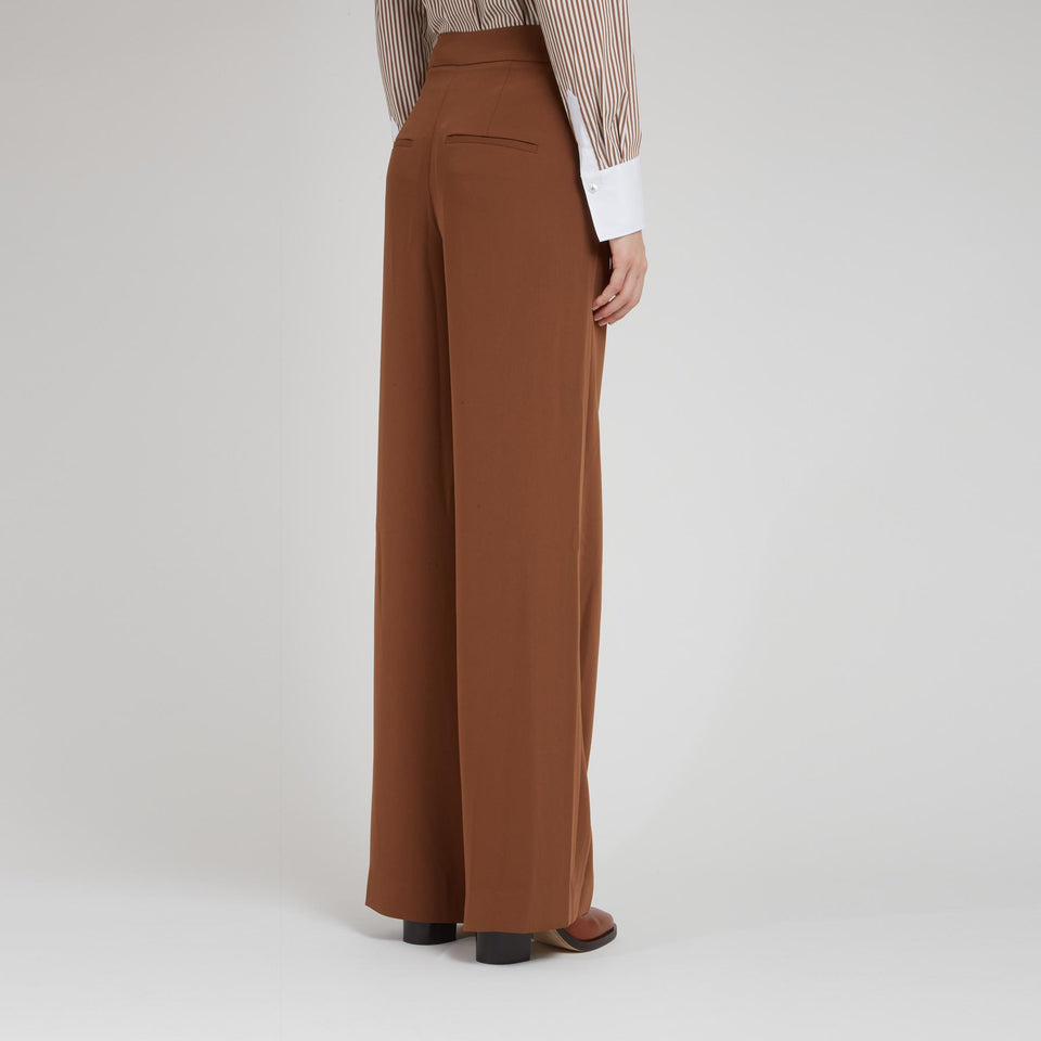 Pantalone "Edia" in tessuto marrone