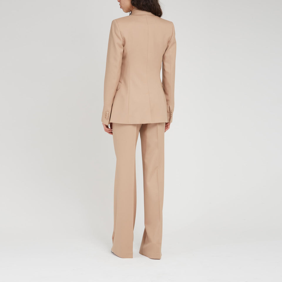 "Stephanie" double-breasted camel wool blazer