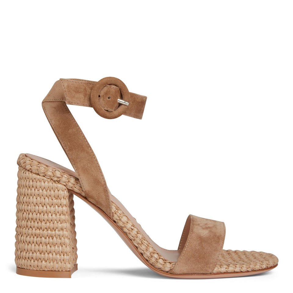 Sandalo in camoscio e tessuto beige G32469 85RICCBLCMNA GIANVITO ROSSI