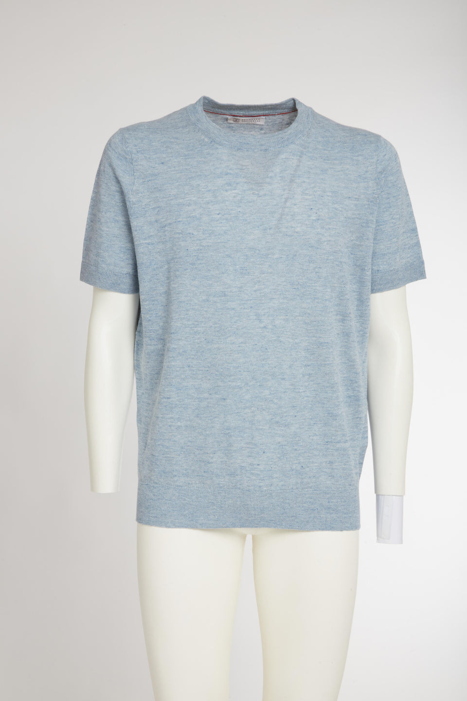 T-shirt in lino e cotone azzurra