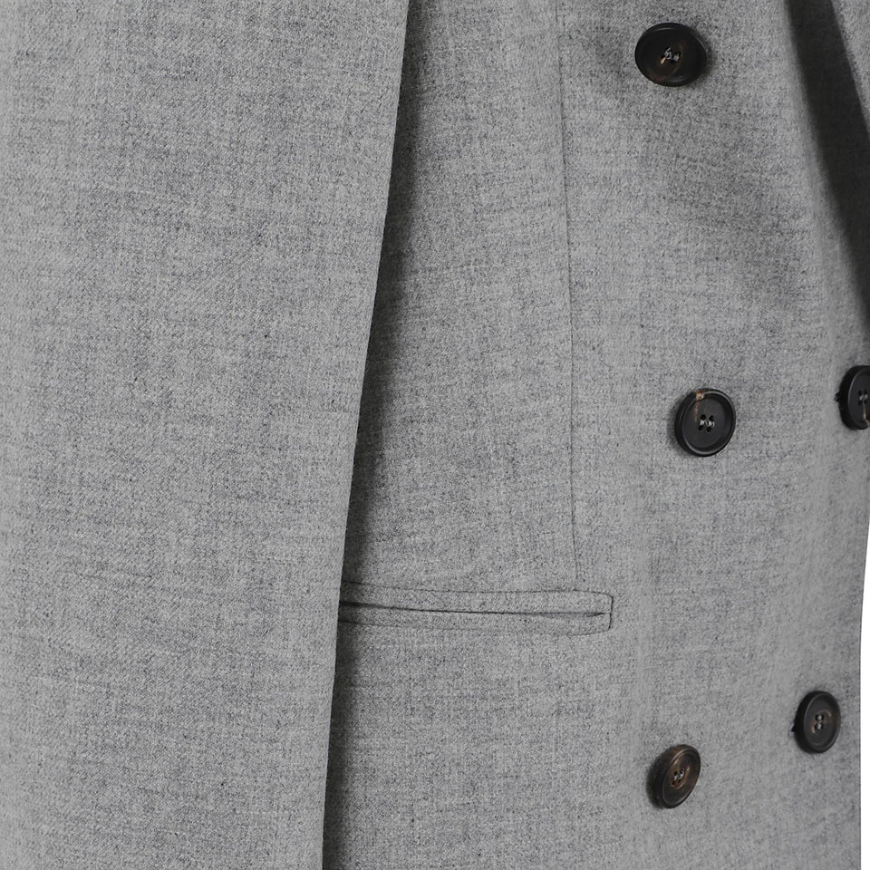 Blazer doppio petto in lana grigio MB1627414 C030 BRUNELLO CUCINELLI