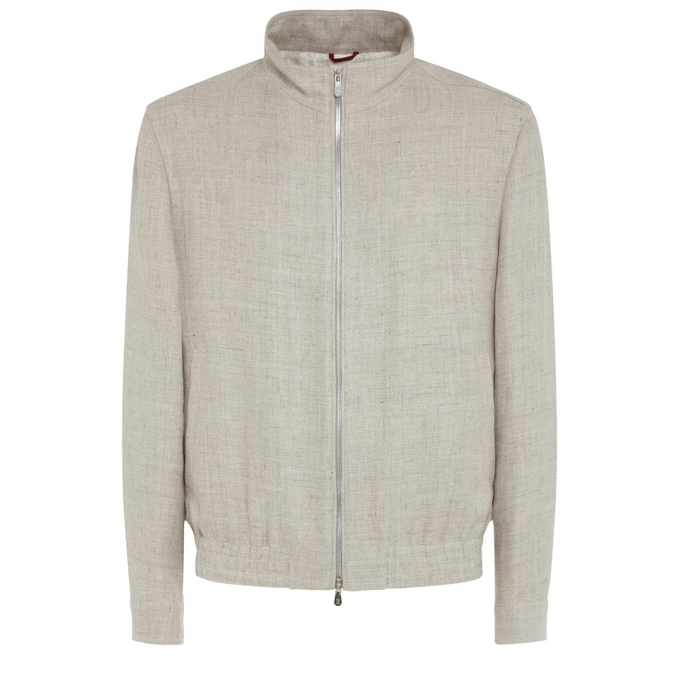Giubbotto in lino e lana grigio