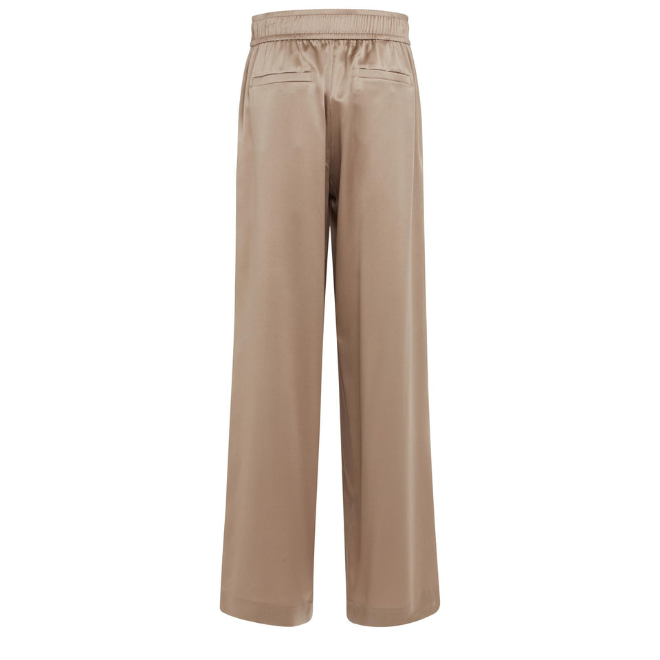 Pantalone in seta beige