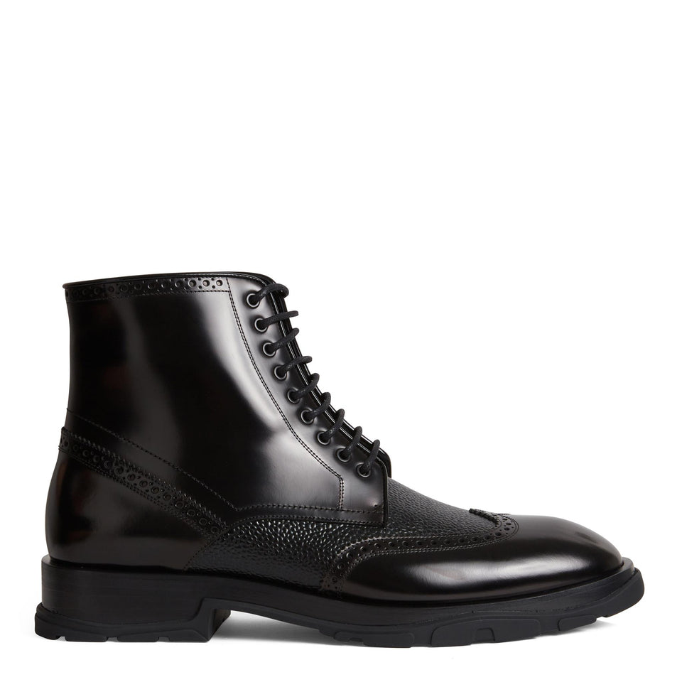 Stivaletto in pelle spazzolata nero 750389 WIDW11000 ALEXANDER MCQUEEN