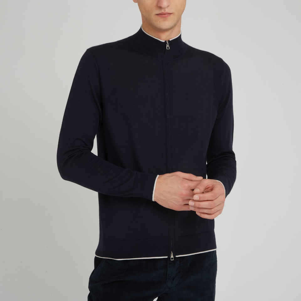 Cardigan in lana blu