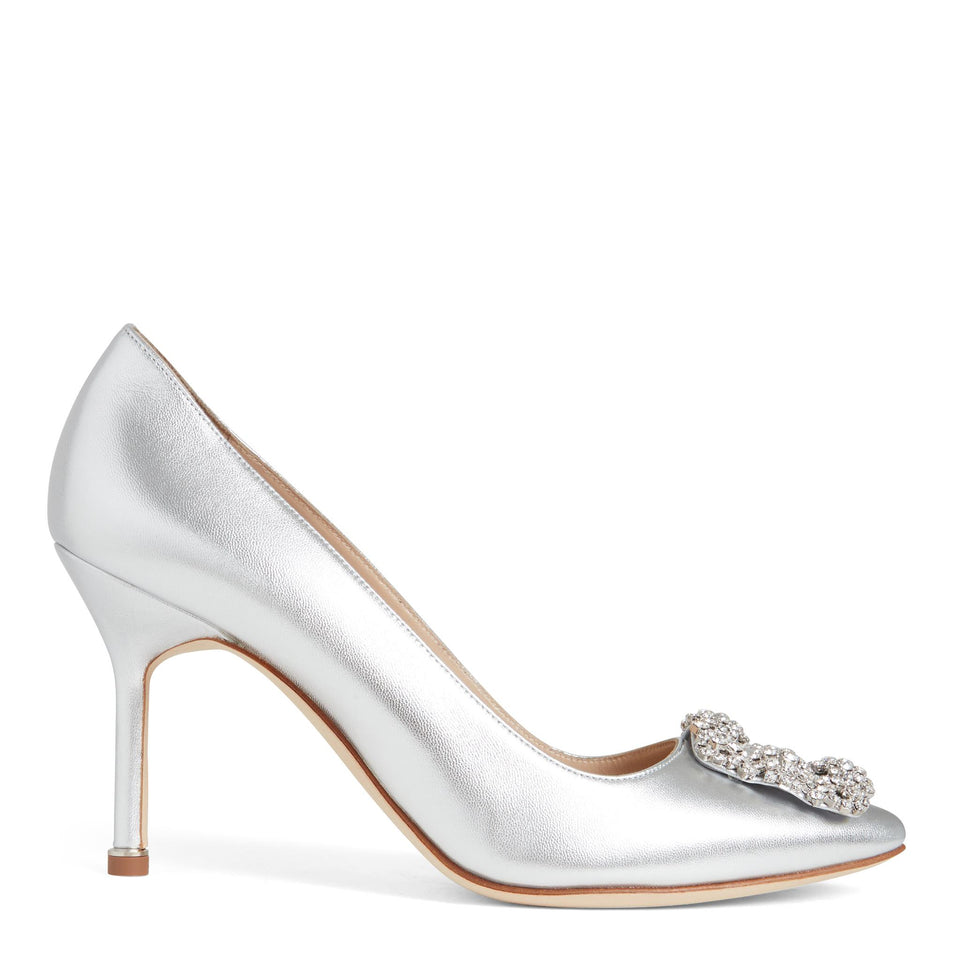 Décolleté "Hangisi" in nappa argento 223-1475 SILV MANOLO BLAHNIK