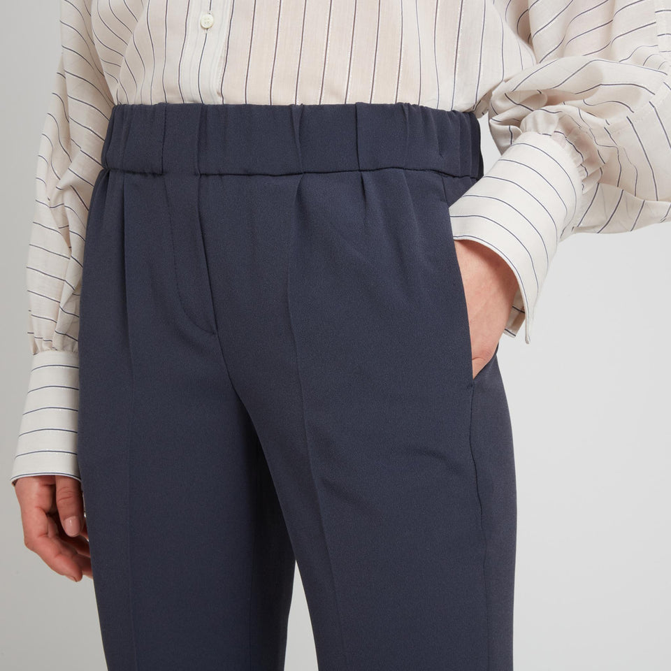 Pantalone in seta blu