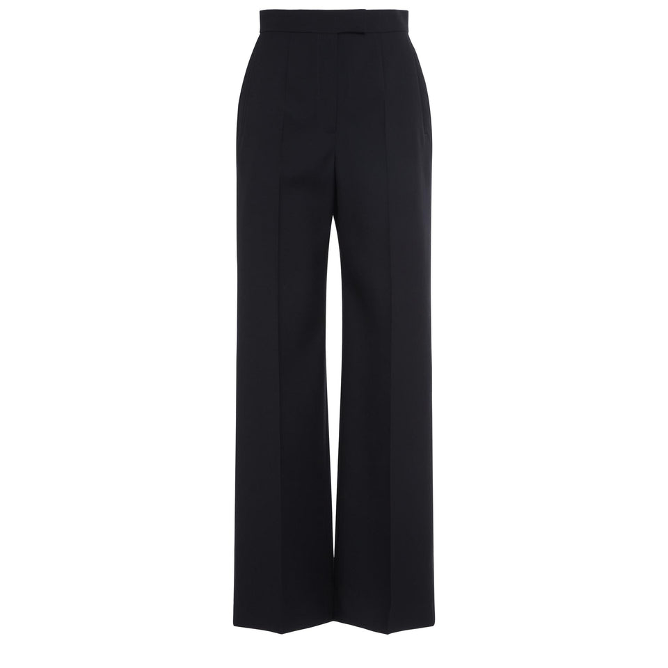 Black wool wide leg trousers