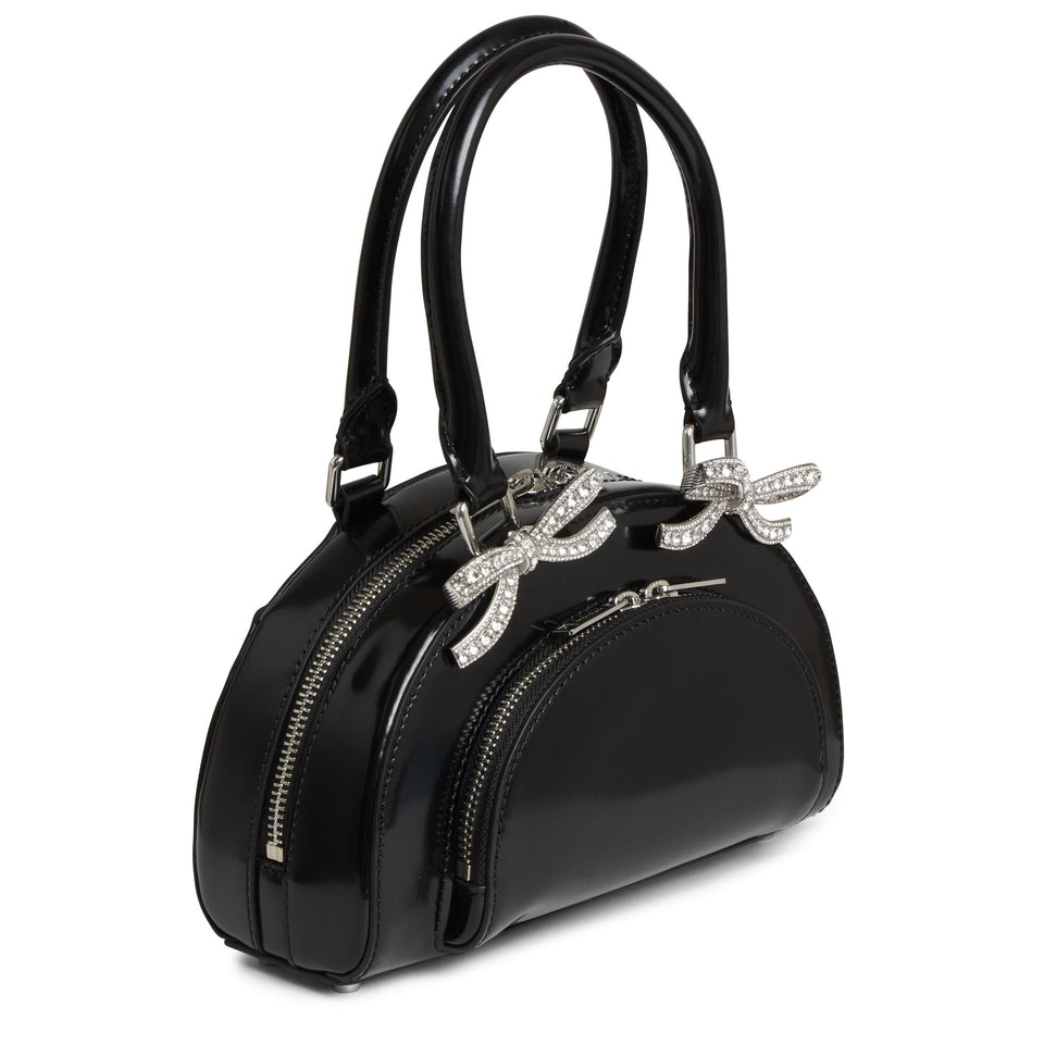 Small black leather bag