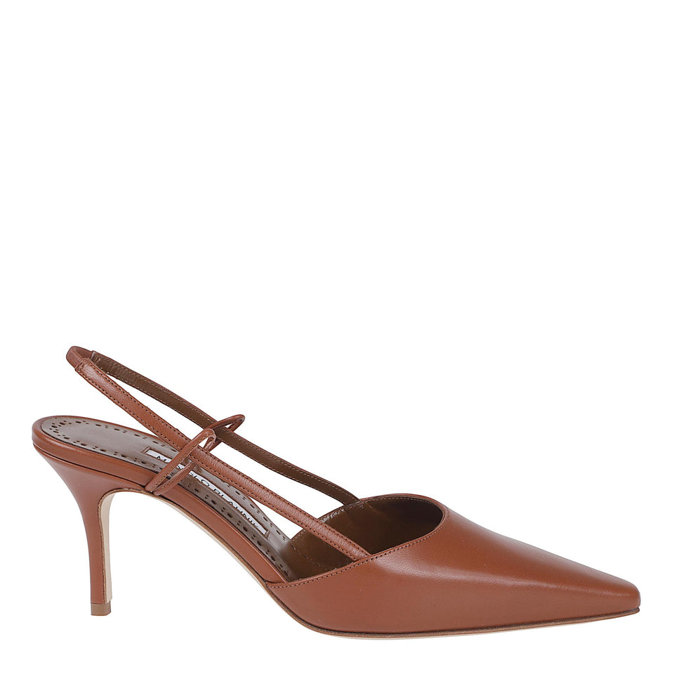 Slingback "Touki Mone" 70 in nappa marrone 325-3150 MBRW MANOLO BLAHNIK