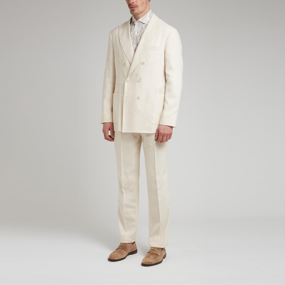 Abito doppio petto in lino bianco