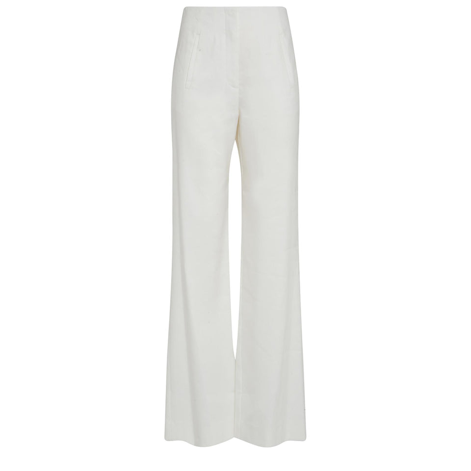 Pantalone svasato in tessuto bianco