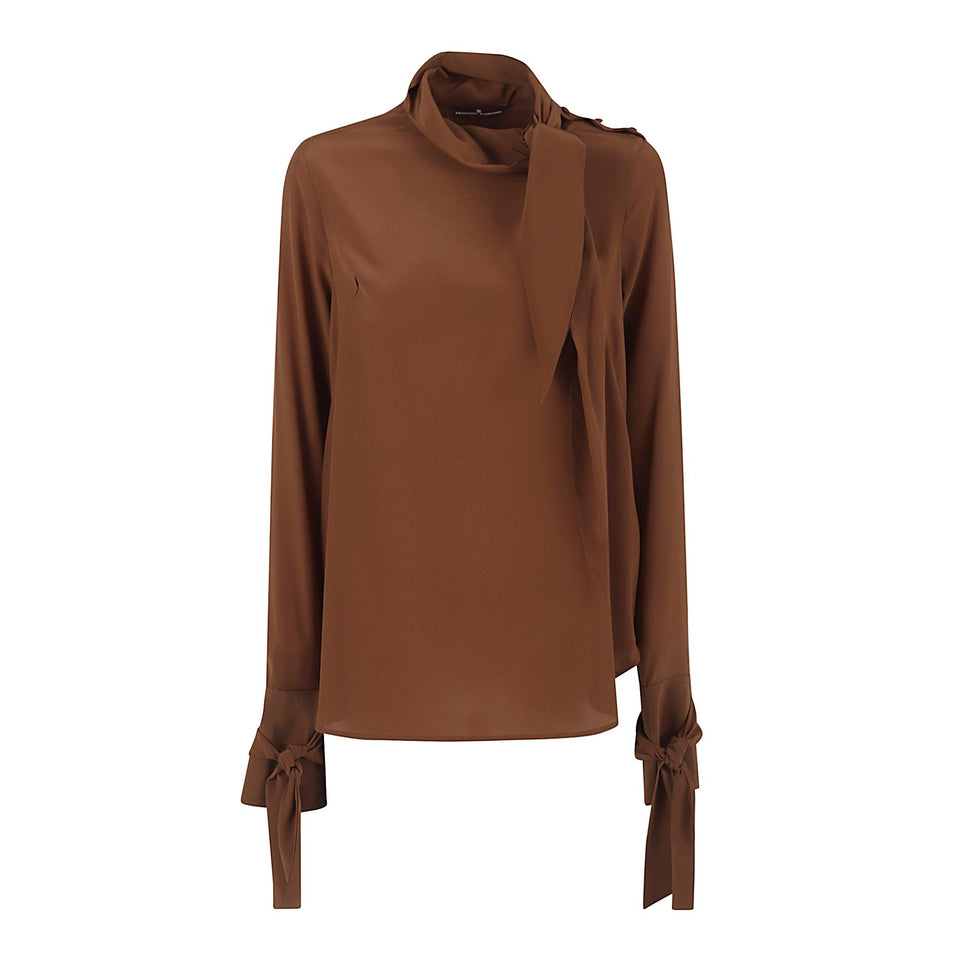 Camicia in seta marrone D472K311 VKX91220 ERMANNO SCERVINO