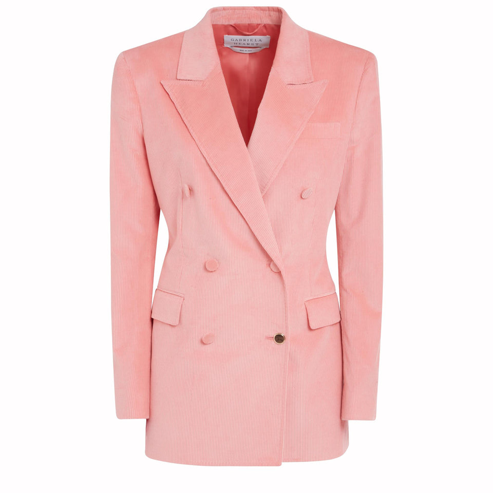 "Gavin" Double Breasted Blazer in Pink Cotton
