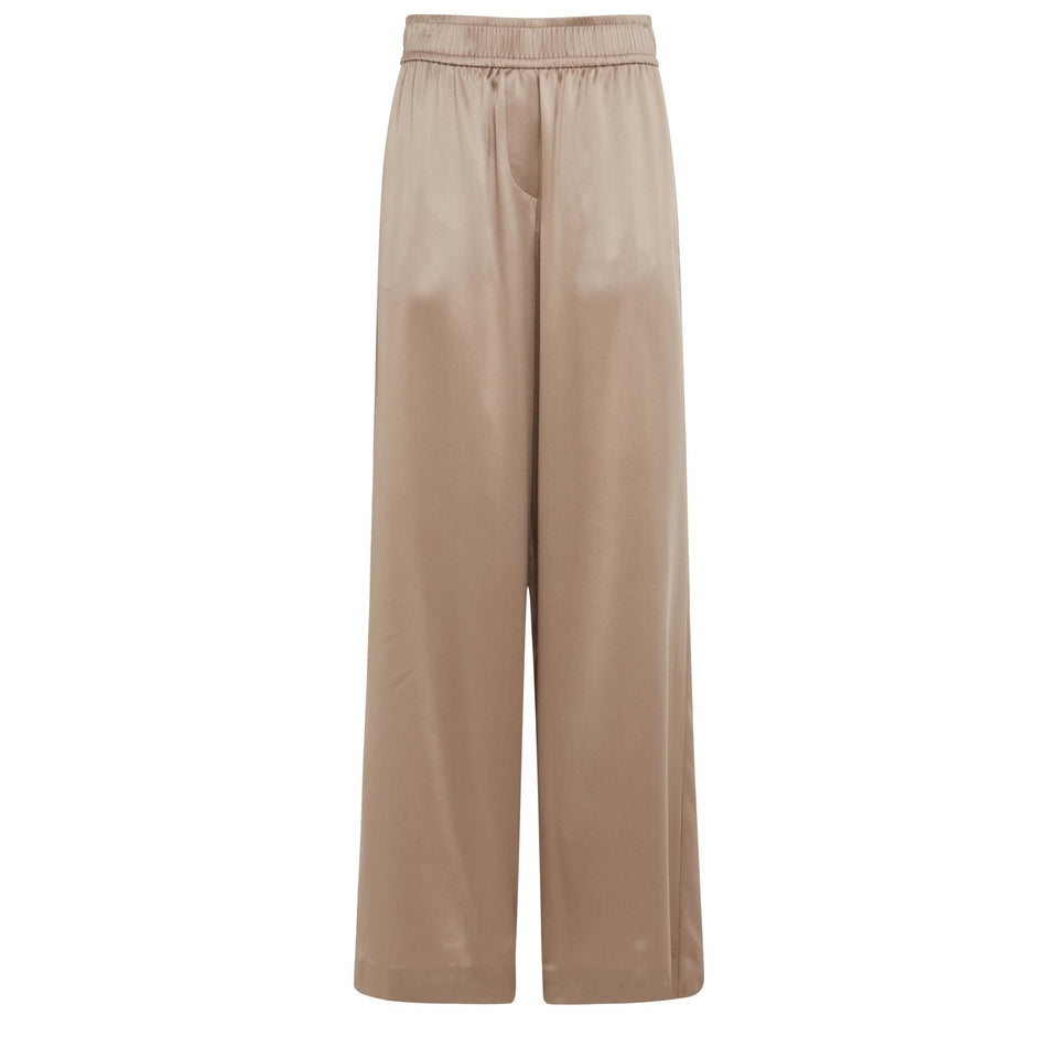 Pantalone in seta beige