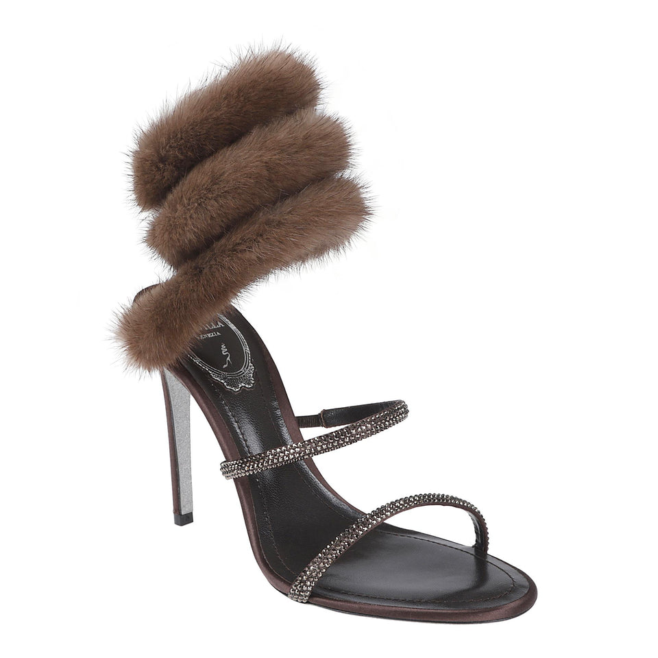 Sandali 'Lindsey' in tessuto marrone C12646-105 RS06X920BROWN RENE CAOVILLA