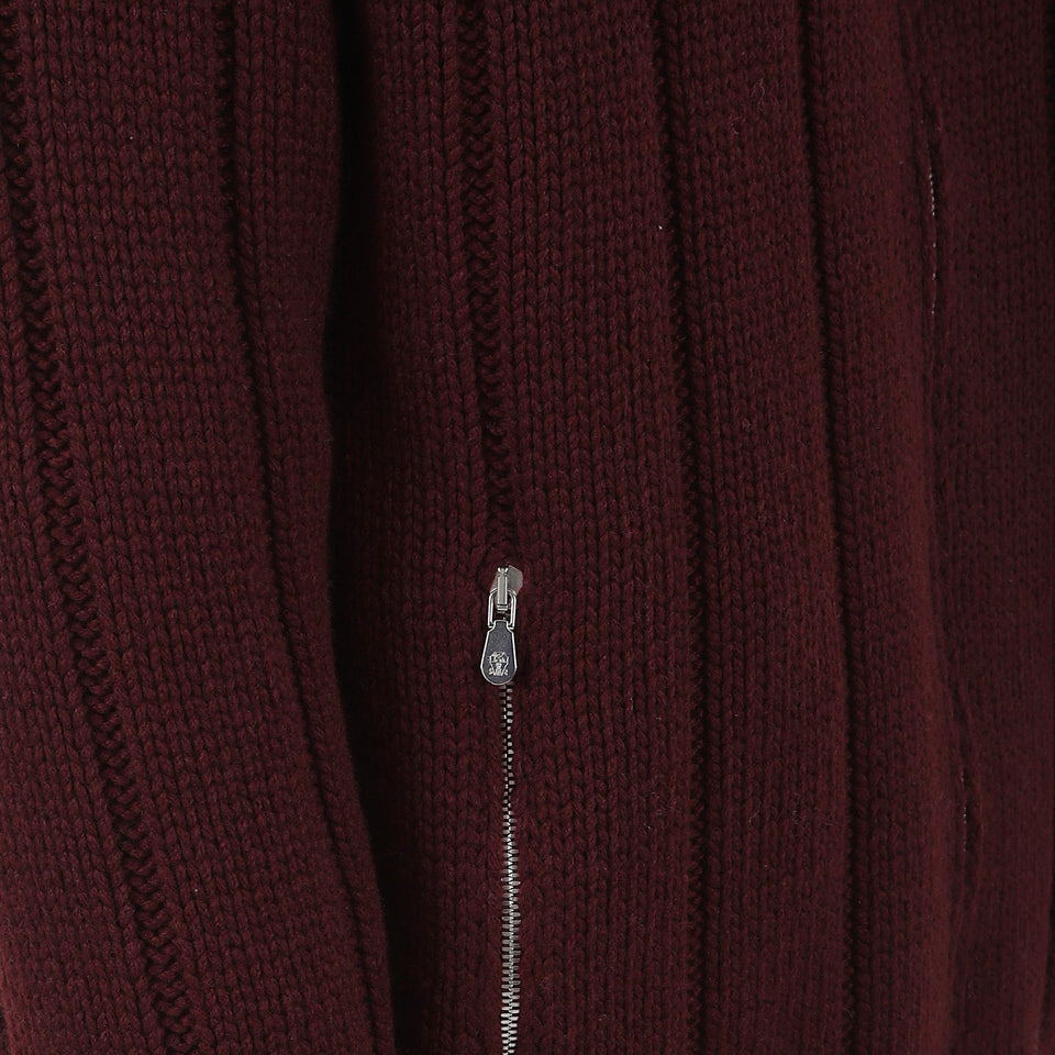 Cardigan in cashmere bordeaux MA2301206 CJQ08 BRUNELLO CUCINELLI