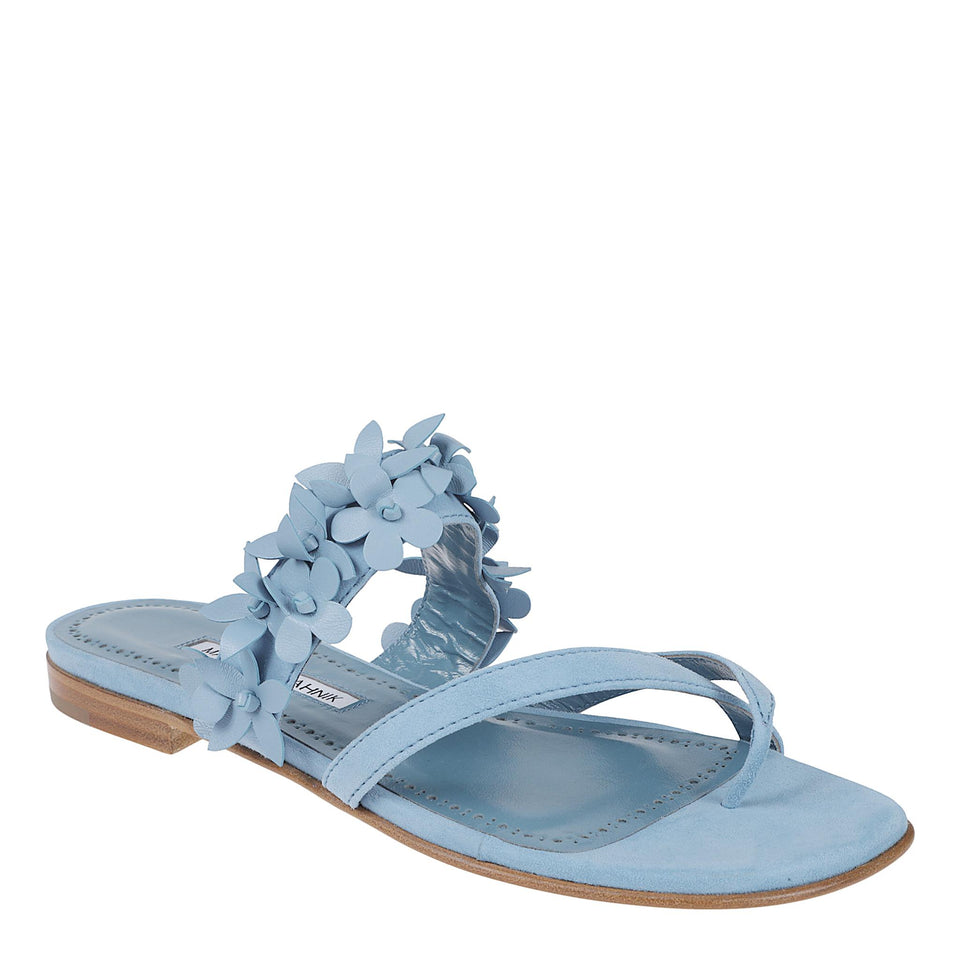 Sandalo "Fiosa" in pelle azzurro 225-1765 MBLU MANOLO BLAHNIK