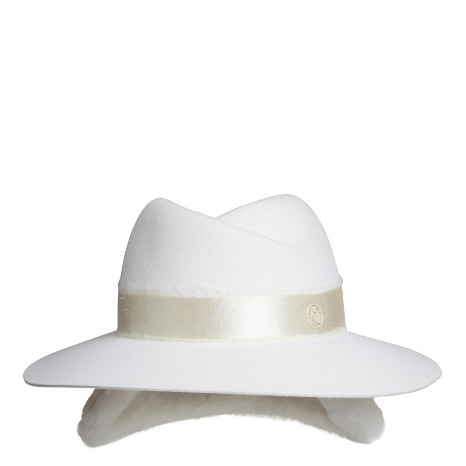 "Virginie Ears Earmuff" Hat in White Wool