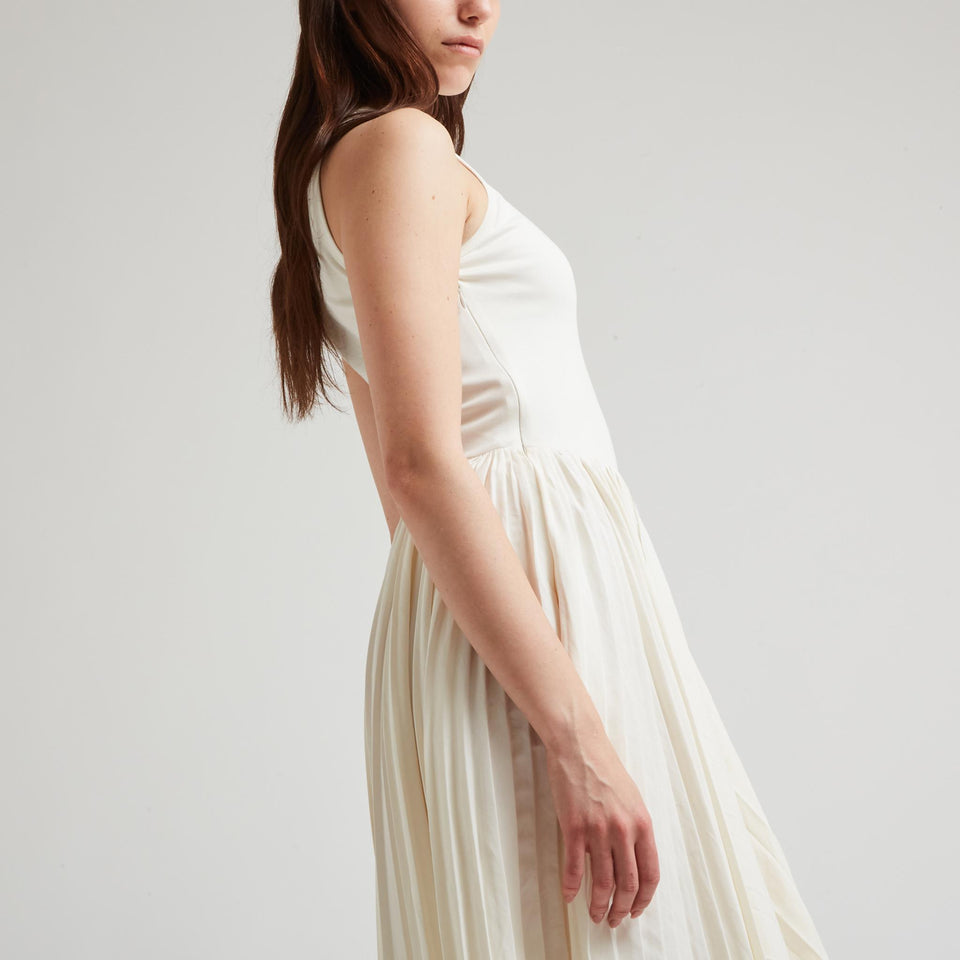 Long dress in white fabric