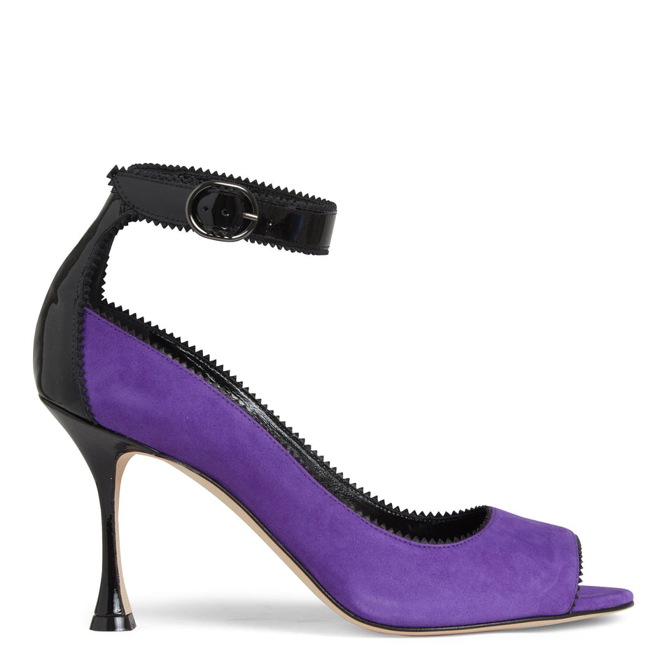 Open toe "Kadirasa 90" in suede viola 324-2753 BPUR/BLCK MANOLO BLAHNIK