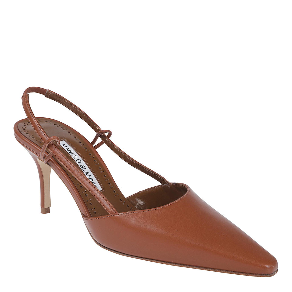 Slingback "Touki Mone" 70 in nappa marrone 325-3150 MBRW MANOLO BLAHNIK