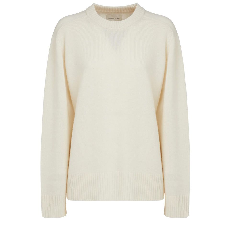 "Baltra" white cashmere sweater