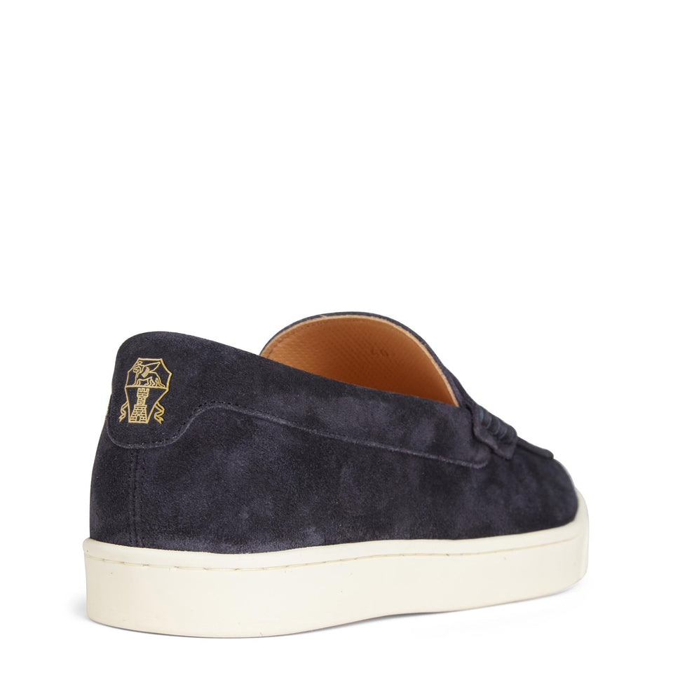 Mocassino in suede blu MZUSILN312 C8144 BRUNELLO CUCINELLI