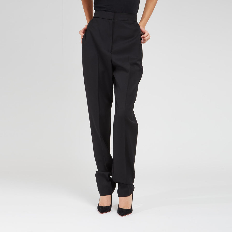 Pantalone a vita alta in lana nero