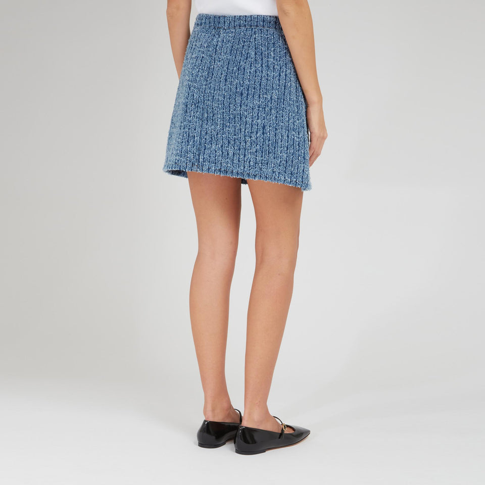 Mini gonna in tweed blu