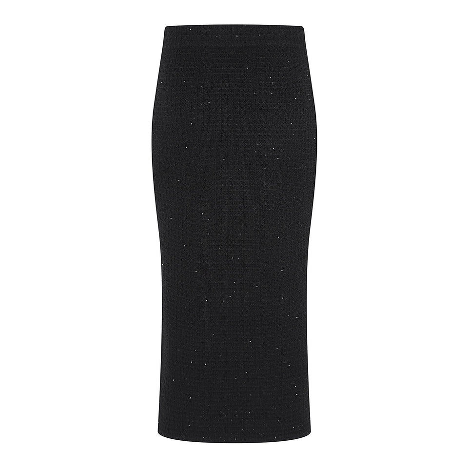 Gonna a tubino in tweed nera SC25-013MSK B SELF-PORTRAIT