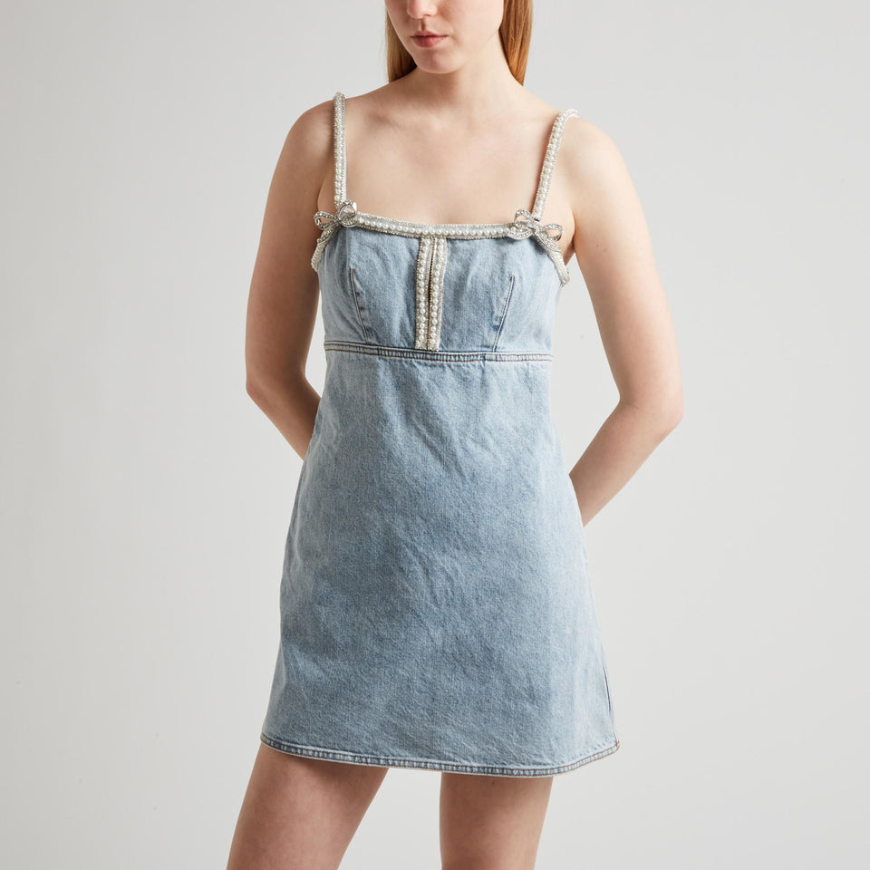 Mini abito in denim azzurro