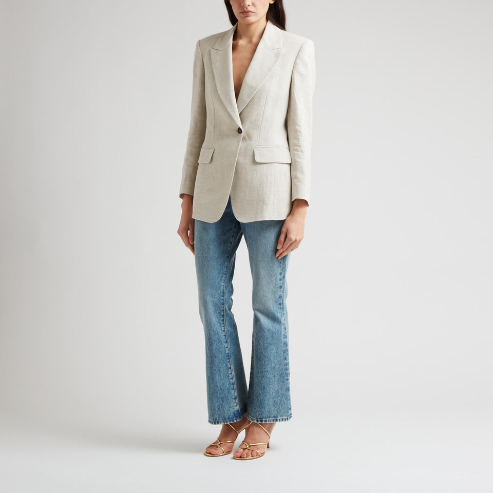 Single breasted grey linen jacket