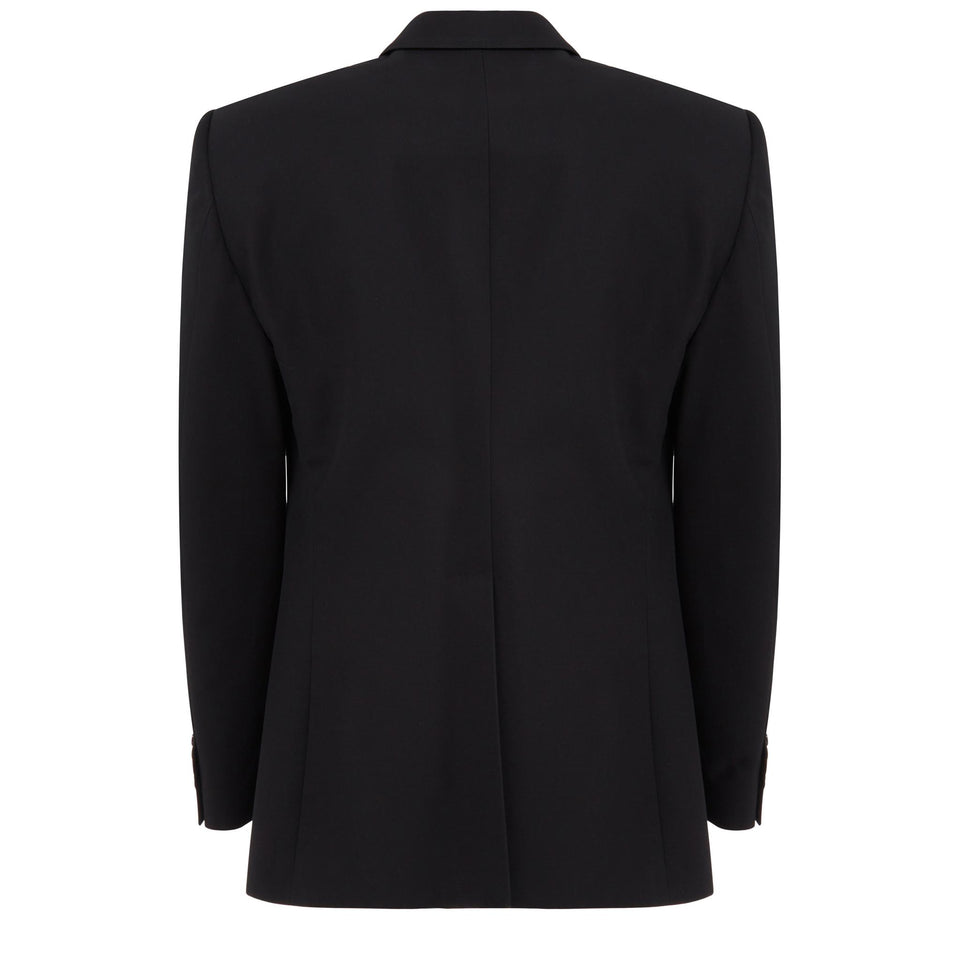 Double-breasted blazer in black cotton
