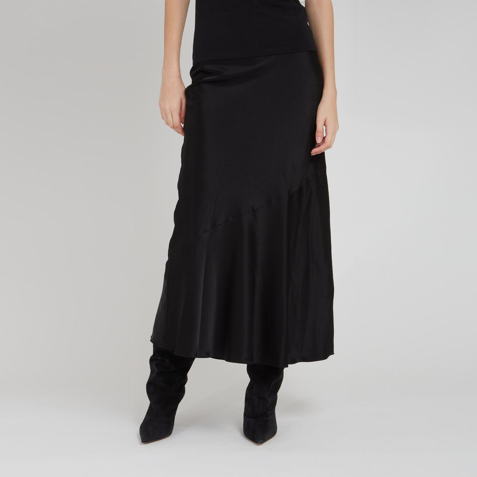 Long black fabric skirt