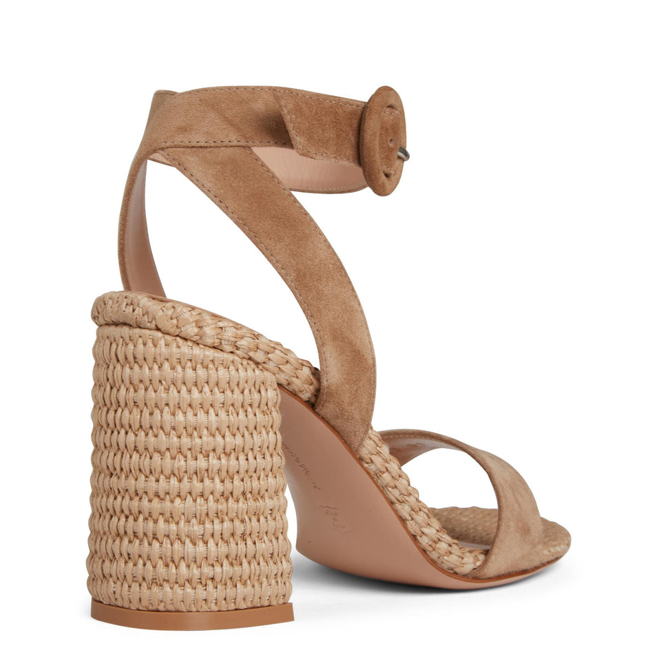 Sandalo in camoscio e tessuto beige G32469 85RICCBLCMNA GIANVITO ROSSI