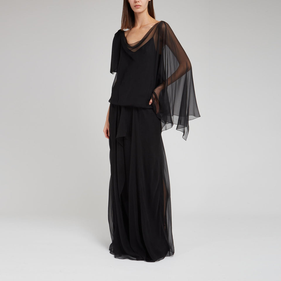 Long dress in black fabric
