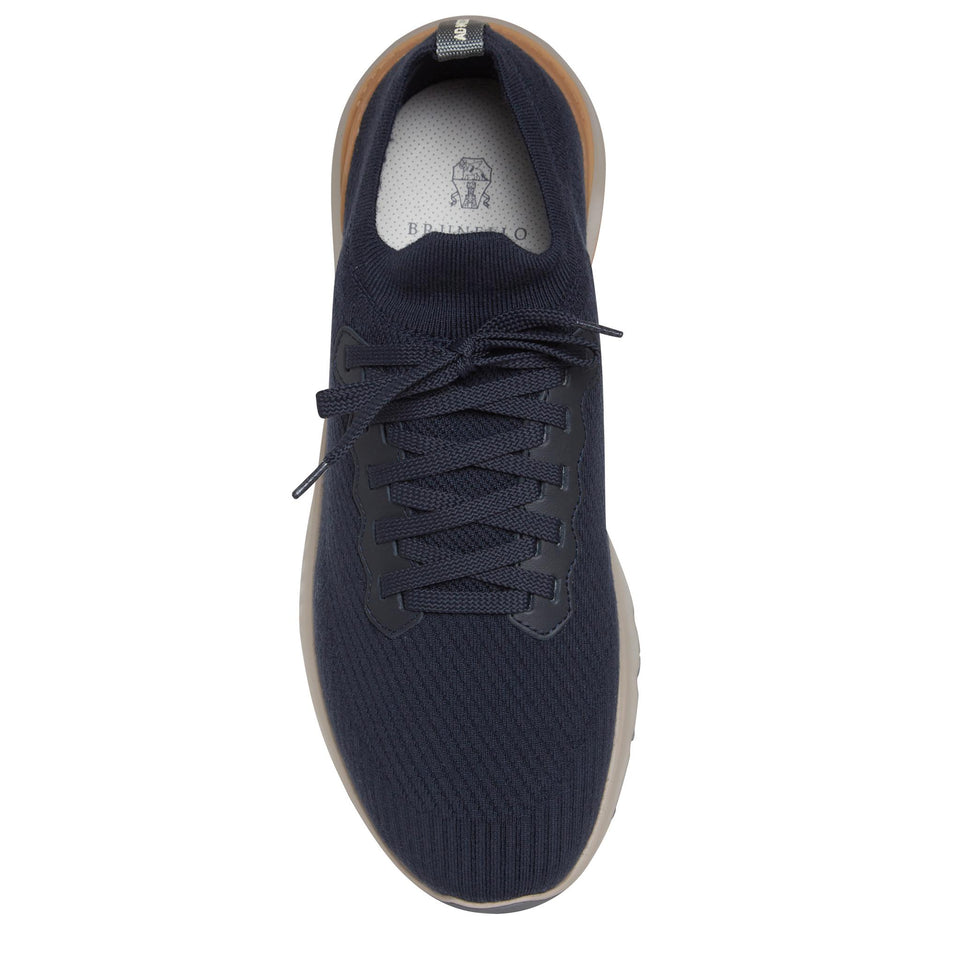 Sneakers in maglia stretch blu MZUWLB0253 CEG72 BRUNELLO CUCINELLI