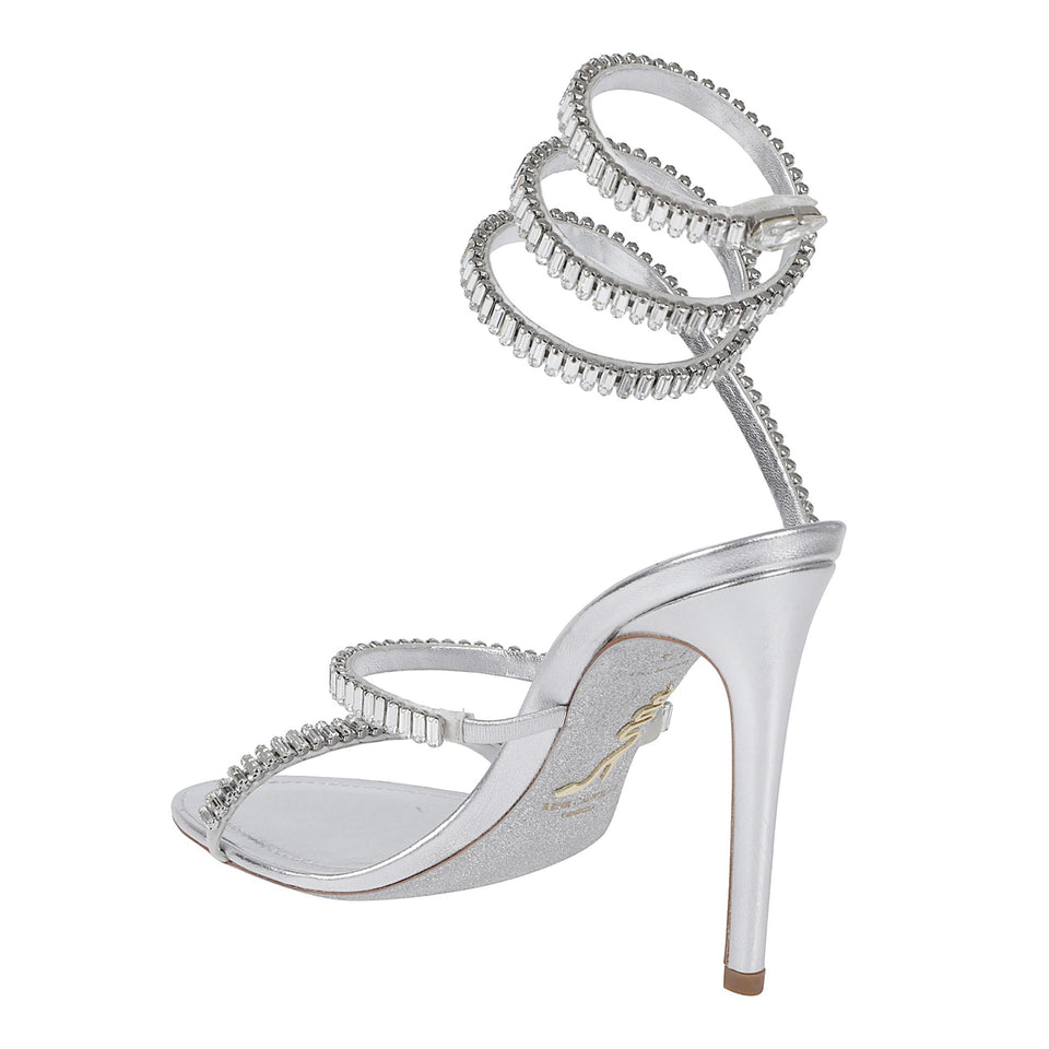 Sandalo ''Cleo'' in pelle argento C12674-105 NA01V118SILVER RENE CAOVILLA