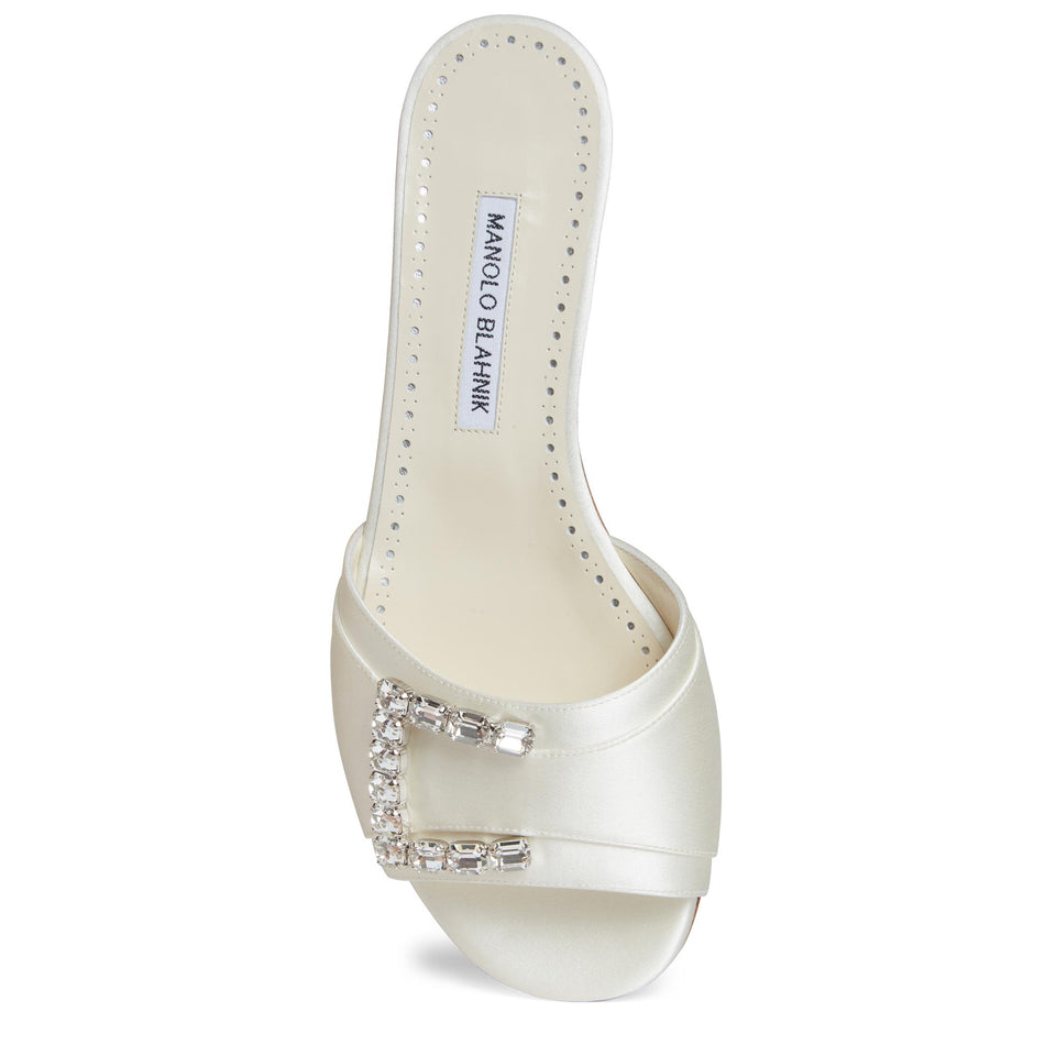 Sandalo flat "Ramiflat" in raso bianco 224-1701 LCRM MANOLO BLAHNIK
