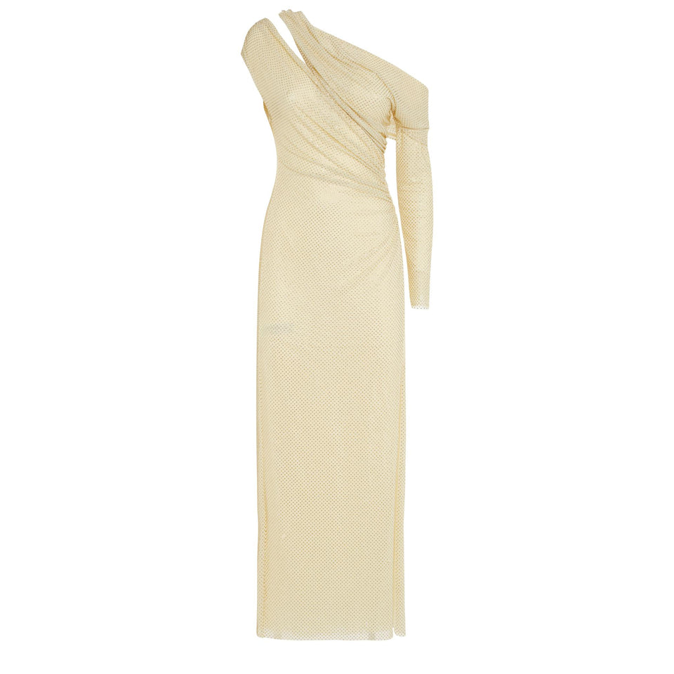 Maxi abito in tessuto giallo