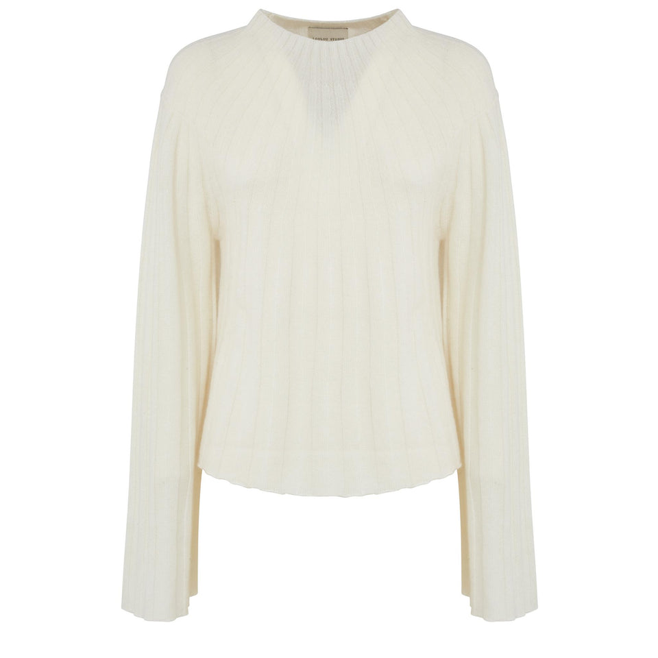 "Koro" sweater in white wool and cashmere