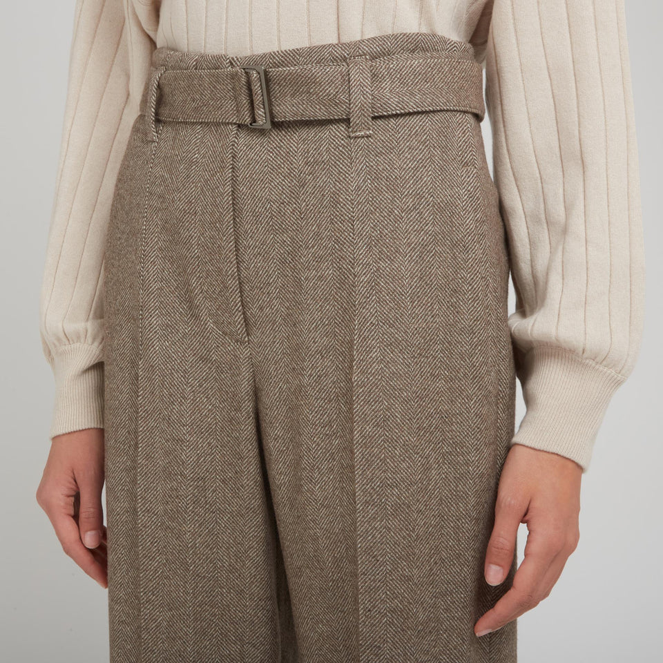 Pantalone in lana marrone