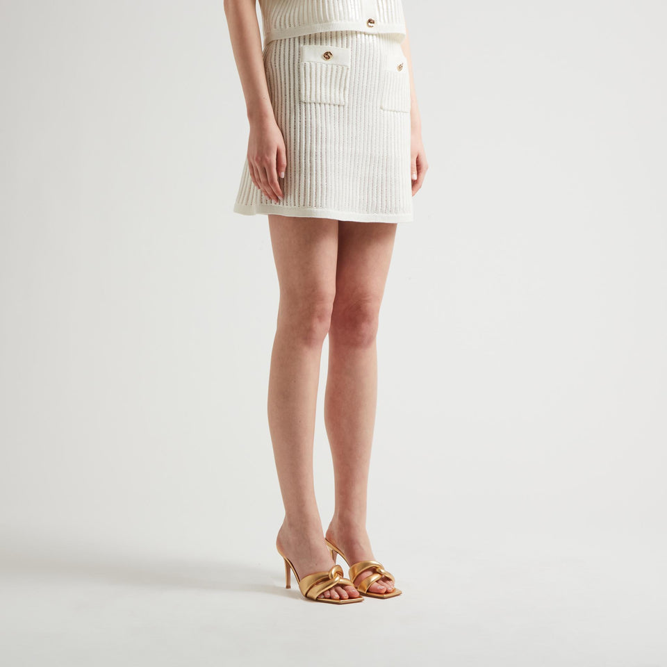 Mini gonna in maglia bianca