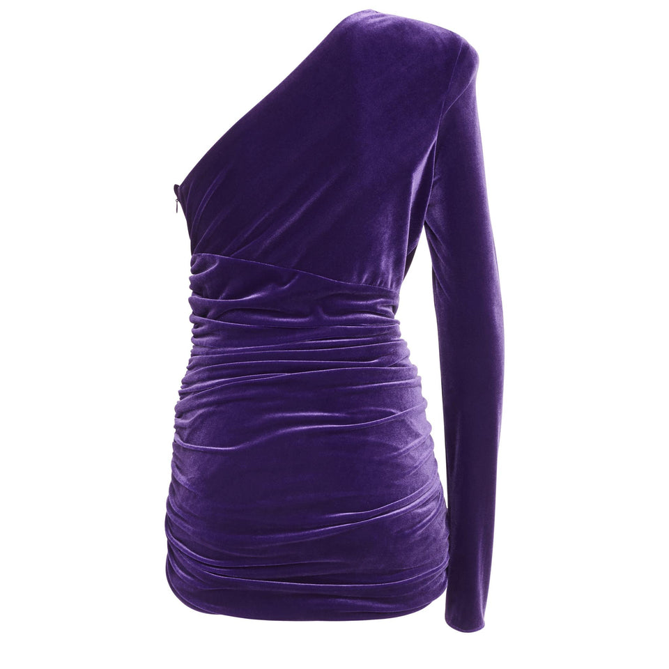 Purple velvet mini dress