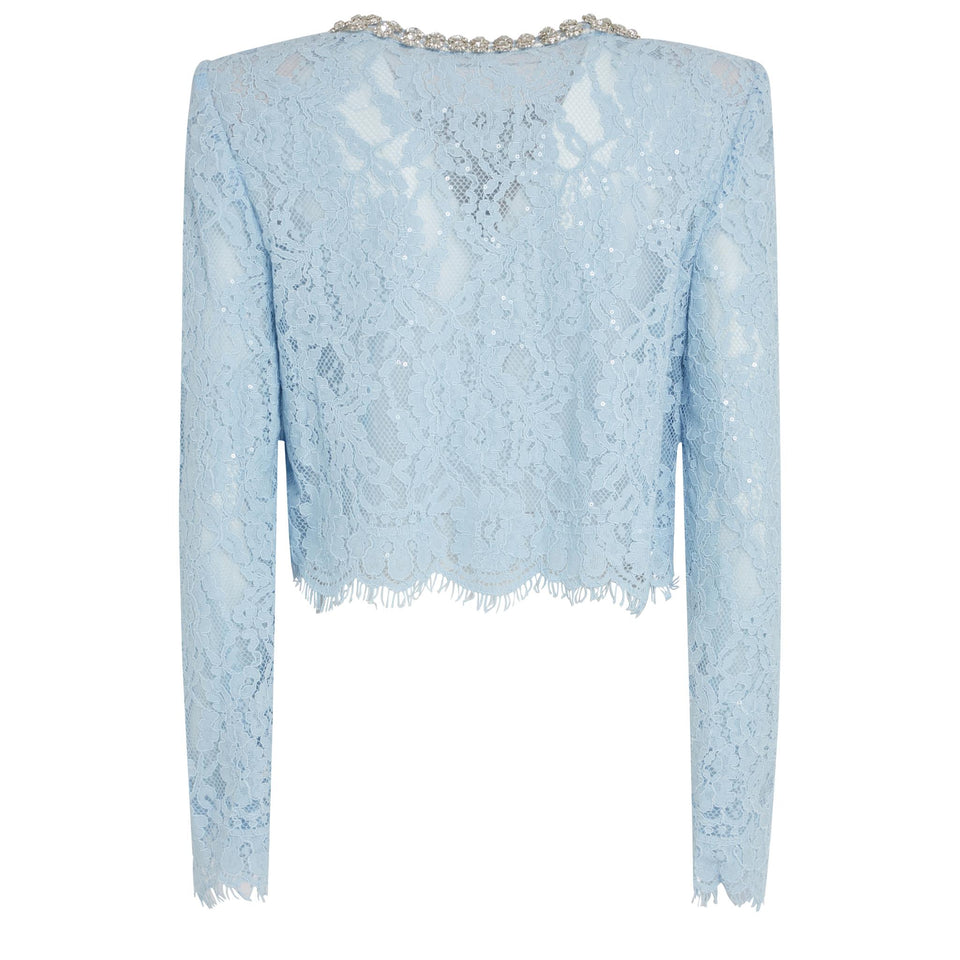 Light blue fabric crop jacket