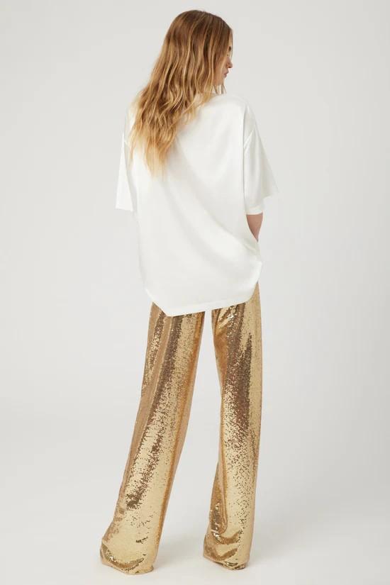 Gold fabric trousers