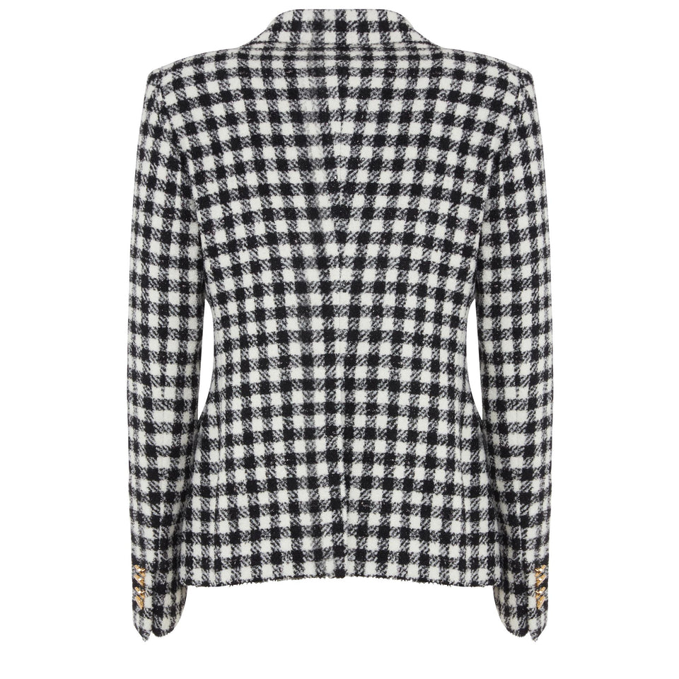 "Alicya" double breasted jacket in black and white wool